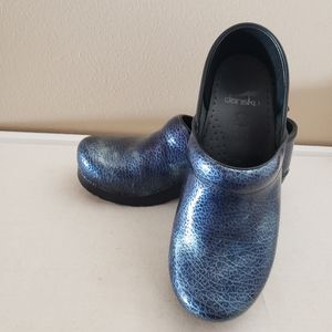 Dansko Blue Sky Iridescent Patent Leather Clogs